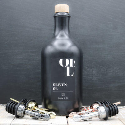 Steingutflasche 500ml schwarz mit Ausgießer